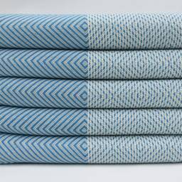 "Turkish Blanket, Beach Throw, Medium Blue Blanket, Peshtemal Cover, Beach Towel, Blanket, Bed Cover, 75""x91" - thumbnail 2