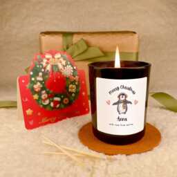 Friendship Christmas Candle Gift Set, Xmas Gift For Bestie Colleague, Festive Present, Custom Name On Label - thumbnail 3