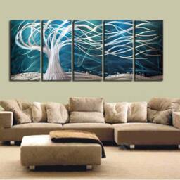 Modern Metal Tree Wall Art, 3D Sculpture Painting - thumbnail 2