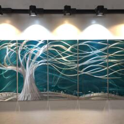 Modern Metal Tree Wall Art, 3D Sculpture Painting - thumbnail 3