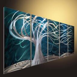 Modern Metal Tree Wall Art, 3D Sculpture Painting - thumbnail 1