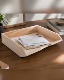 Wooden Stackable A4 Paper Tray Landscape Letter Magazine Office File Tidy Organiser Horizontal Documents Storage Desk Pine To Decorate Diy - thumbnail 1