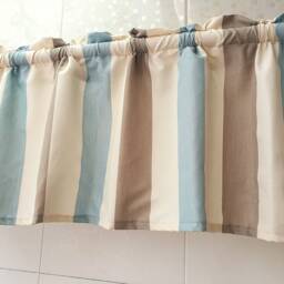 Blue Gray Striped Cafe Curtain, Cotton Linen Window Valance - thumbnail 3