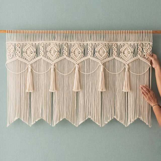 Macrame Curtain, Large Tapestry, Mid Century Modern, Fiber Wall Art, Extra Macrame, Door Valance, Woven Tapestry C13 - image 1