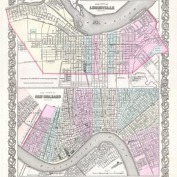 Vintage Louisville New Orleans Map Print Photo Paper, Matte, Or Canvas - thumbnail 2