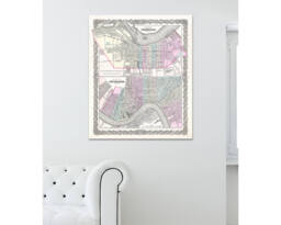 Vintage Louisville New Orleans Map Print Photo Paper, Matte, Or Canvas - thumbnail 1