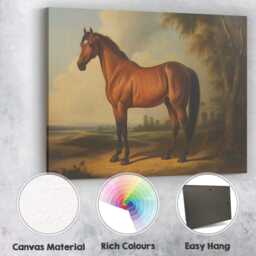 Classical Bay Horse Portrait Country Estate Canvas Wall Art Print Decor Picture Ready To Hang - thumbnail 2