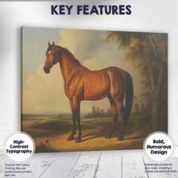 Classical Bay Horse Portrait Country Estate Canvas Wall Art Print Decor Picture Ready To Hang - thumbnail 1