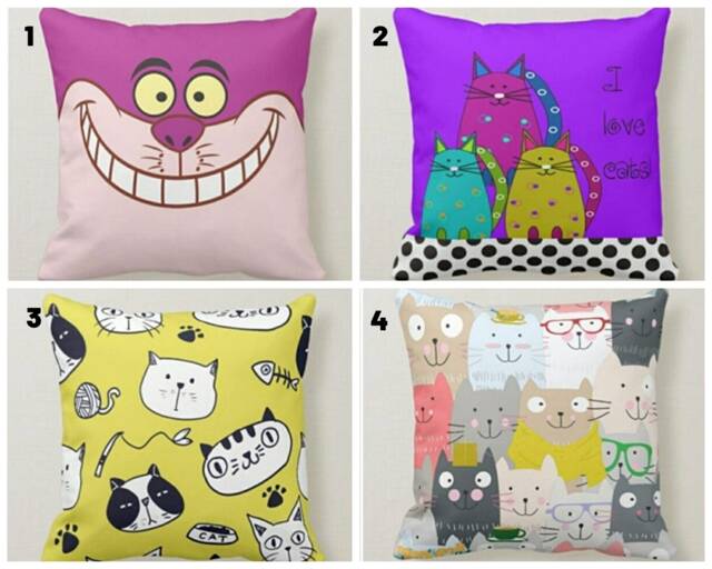Cute Cat Cushion Cover/Kitten Pillow Cover/Colorful Cats Illustration Case/Cat Digital Print Case/Decorative Cushions - image 1