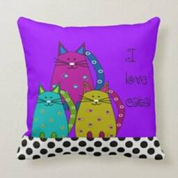 Cute Cat Cushion Cover/Kitten Pillow Cover/Colorful Cats Illustration Case/Cat Digital Print Case/Decorative Cushions - thumbnail 3