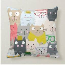 Cute Cat Cushion Cover/Kitten Pillow Cover/Colorful Cats Illustration Case/Cat Digital Print Case/Decorative Cushions - thumbnail 4