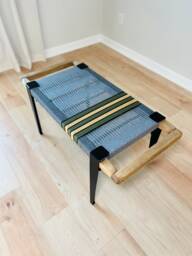 Hand-Woven Entryway Bench Mcm Style End Of Bed & Mudroom Seating - Custom-Made, Multiple Sizes - thumbnail 1