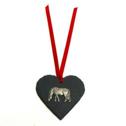 Grazing Horse Slate Heart Ornament, Christmas Decoration, Owner Gift - thumbnail 3