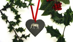Grazing Horse Slate Heart Ornament, Christmas Decoration, Owner Gift