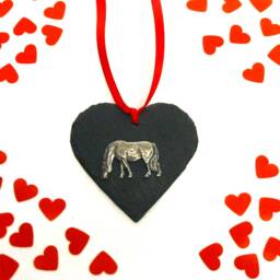 Grazing Horse Slate Heart Ornament, Christmas Decoration, Owner Gift - thumbnail 2
