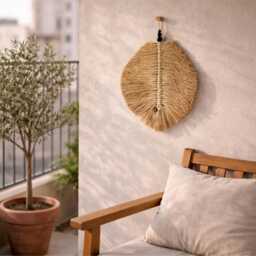 Handmade Raffia Leaf Wall Art 35cm Bohemian Seagrass Natural Home Decor - thumbnail 3