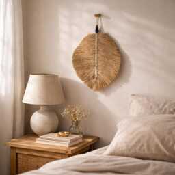 Handmade Raffia Leaf Wall Art 35cm Bohemian Seagrass Natural Home Decor - thumbnail 2