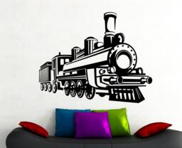 Steam Train Wall Decal Vintage Locomotive Vinyl Sticker Railroad Art Home Kids Boys Room Nursery Bedroom Railway Decor 1Traz - thumbnail 1