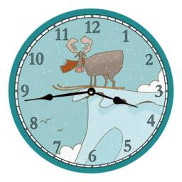 Ski Clock - Folk Art Moose Wall Clock