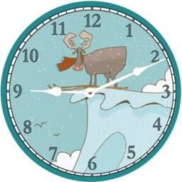 Ski Clock - Folk Art Moose Wall Clock - thumbnail 3