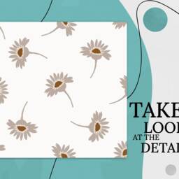 Boho Retro Daisy Print Vinyl Flooring, White Flooring Linoleum, Gray Waterproof Material, Flower High Quality Print, Easy To Clean - thumbnail 2