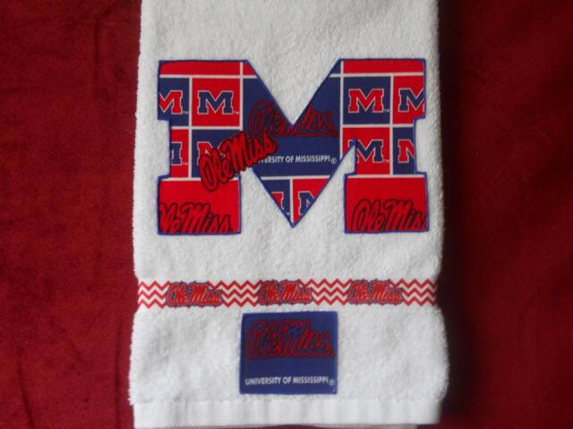 Ole Miss Rebels Appliqued Hand Towel College Fan Gift - image 1