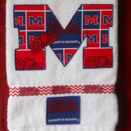 Ole Miss Rebels Appliqued Hand Towel College Fan Gift - thumbnail 2