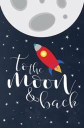 Space Nursery Art Print Moon & Rocket, Boys Room Decor - thumbnail 3