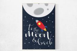 Space Nursery Art Print Moon & Rocket, Boys Room Decor - thumbnail 1