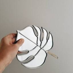 Monstera Tropical Leaf Mirror With Brass Detail - Stained Glass Wall Hanging - thumbnail 3