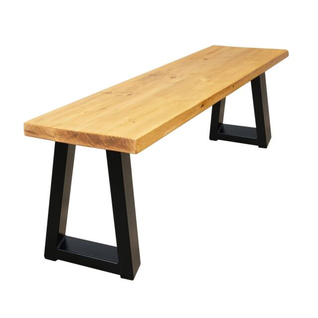 Rustic Bench With Chunky Trapezium Legs - Industrial Reclaimed Timber Style - image 1