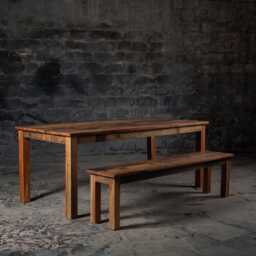 Reclaimed Wood Dining Table Set Rustic Farmhouse With Benches