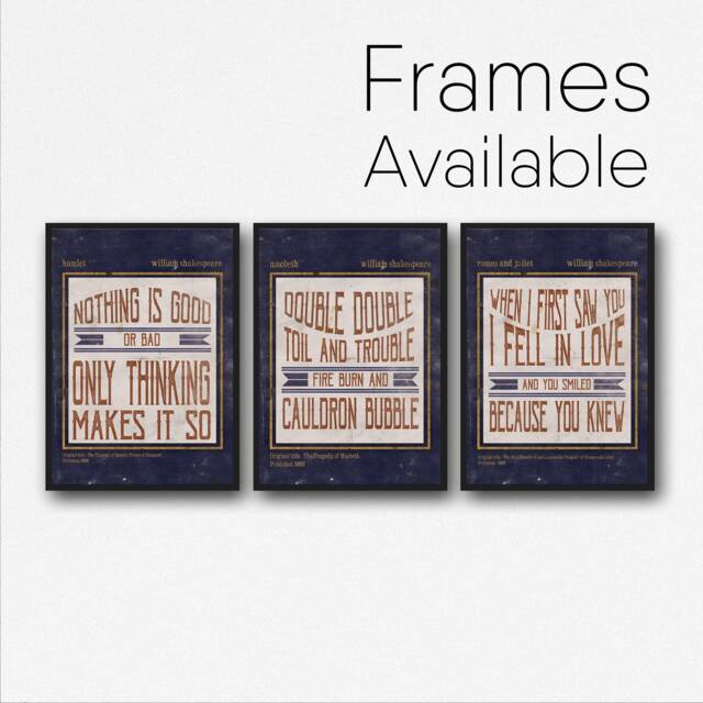 Shakespeare Quote Prints - William Shakespeare Poster Literary Print Christmas Gift For Book Lovers Framed Wall Art Bookish Home Decor - image 1