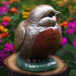 Concrete Robin Bird Statue Stone Garden Figurine Cement Outdoor Sculpture Small Ornament Handmade Home Decor Bird Lover Gift - thumbnail 2