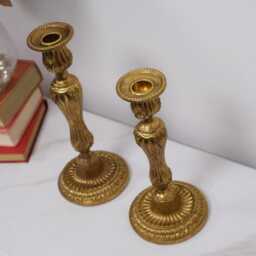 Hand Gilded Golden Empire Dinner Candle Holders - thumbnail 3
