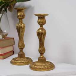 Hand Gilded Golden Empire Dinner Candle Holders - thumbnail 2