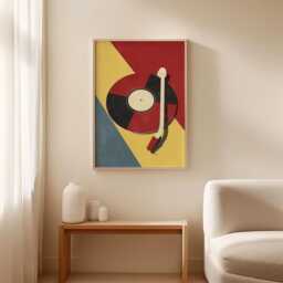 Abstract Vinyl Record Poster - Retro Turntable Art Print Geometric Music Wall Decor - thumbnail 3