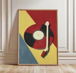 Abstract Vinyl Record Poster - Retro Turntable Art Print Geometric Music Wall Decor - thumbnail 1