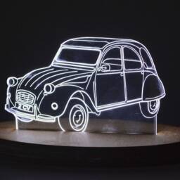 Car & Motorcycle Led Lamp, Fiat 500, 2Cv, Bmw, White Light, Office Decoration, Recharge, Cinquociento, Minimalist - thumbnail 2