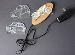 Car & Motorcycle Led Lamp, Fiat 500, 2Cv, Bmw, White Light, Office Decoration, Recharge, Cinquociento, Minimalist - thumbnail 1