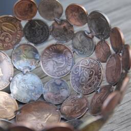 World Coin Bowl, Silver Soldered Metal Sculpture, 12cm - thumbnail 3
