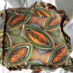 African Embroidered Pillow With Woman & Pot - thumbnail 3