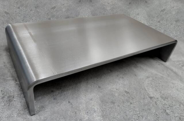Brushed Steel Monitor Stand Minimalist Industrial Desk Riser - image 1