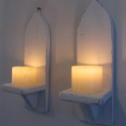 Pair Of Church/Gothic Arch Style Distressed Chalk White Wall Sconce Led Candle Holders Various Sizes Available - thumbnail 2