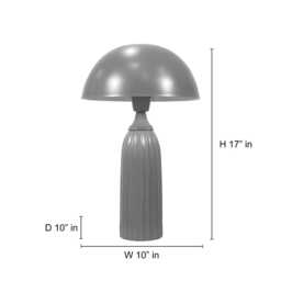 Table Lamp - Emerald Green Mushroom With Fluted Pedestal Base - Accent Lighting For Bedroom Living Room & Designer Spaces - thumbnail 4
