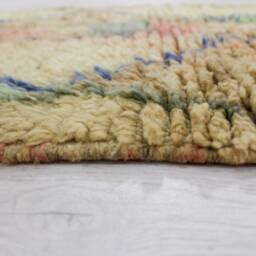 Beige Vintage Runner Boujaad - Runner Rug Moroccan Turquoise 2x10 Hallway Genuine Lamb Wool - thumbnail 4