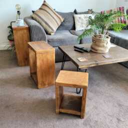 Rustic Reclaimed Pine Nesting Table Set - 3 Tier Side Tables - thumbnail 2