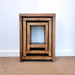 Rustic Reclaimed Pine Nesting Table Set - 3 Tier Side Tables - thumbnail 1