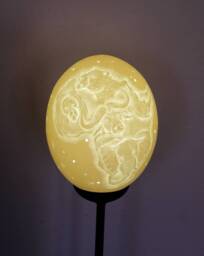 Carved Ostrich Egg Lampshade, African Big Five Design - thumbnail 1