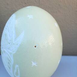 Carved Ostrich Egg Lampshade, African Big Five Design - thumbnail 4